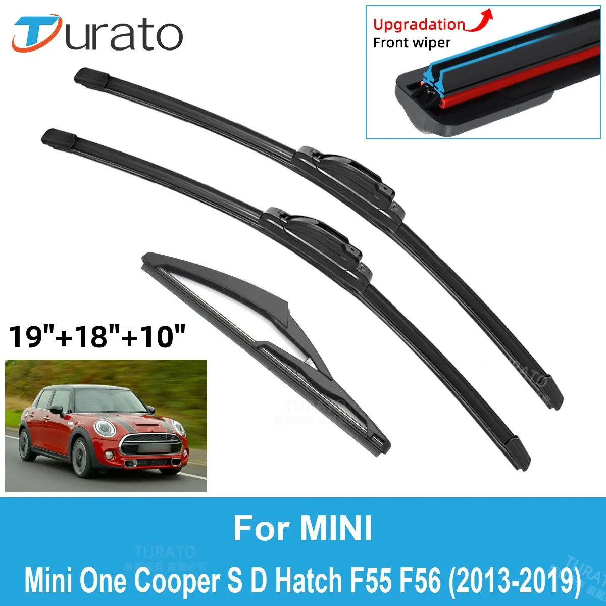 

3PCS Car Wiper Blades for 2013-2019 MINI Mini One Cooper S D Hatch F55 F56 Rear Wipers Double Rubber Car Accessories 2019