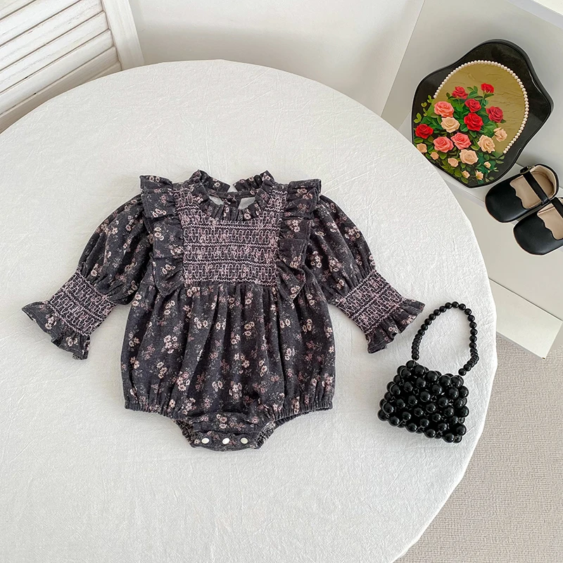 2026 Neu 0-24M Frühling Kleinkind Mädchen Strampler Langarm Baumwolle Bestickt Da Lan Baby Mädchen Overall Kinderkleidung – Detail 4