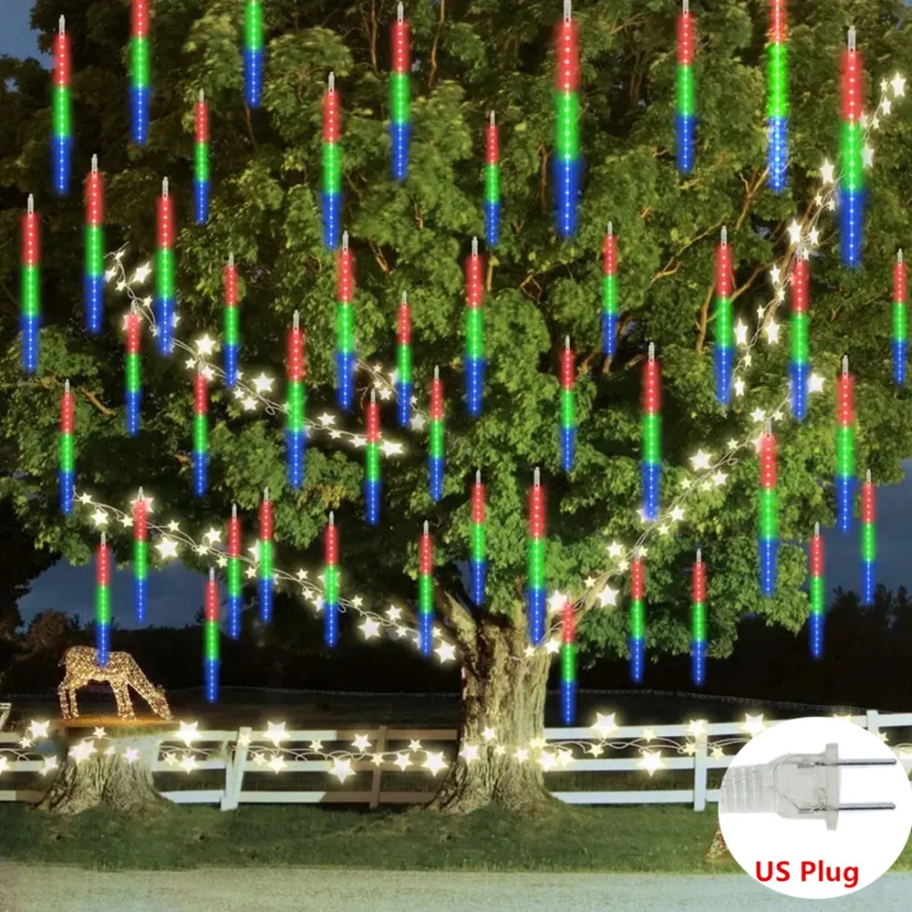US Plug Meteor Shower Led String Lights Street Garlands Fairy Christmas Decorations for Home Outdoor Wedding Party Decor