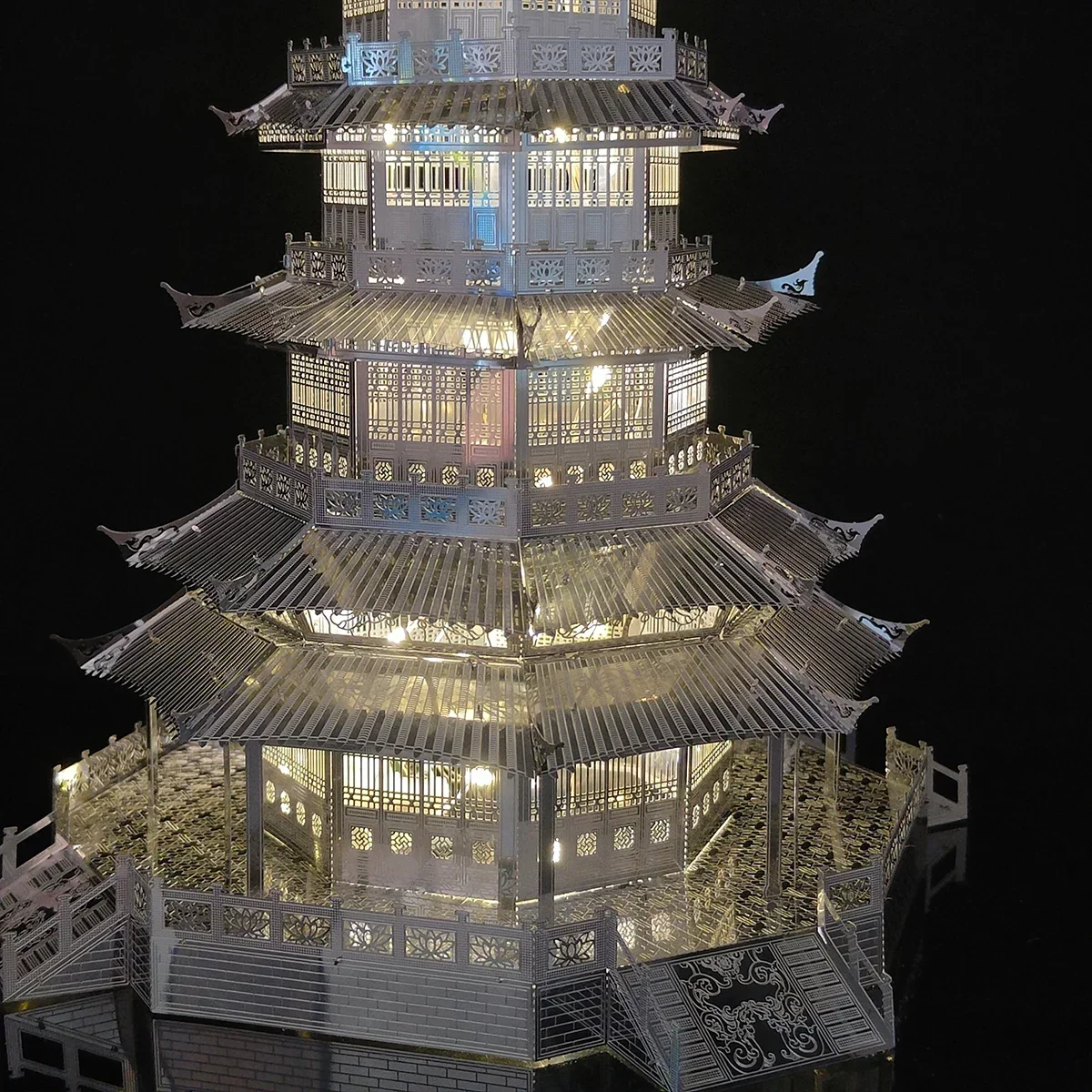 ثلاثية الأبعاد ستيريو ديكور المنزل DIY بها بنفسك اليدوية المعادن بناء الزجاج معبد لغز الجمعية لعبة مجسمة Knickknack الديكور الحرف حديقة