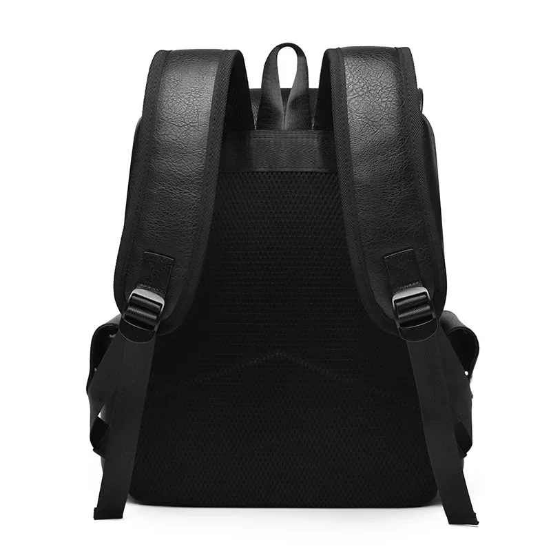 Mochila para hombre, de cuero sintético, de gran tamaño, con compartimento para portátil, mochila para adolescentes, mochila escolar negra para niños, mochila marrón.