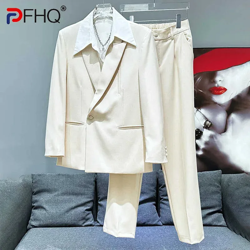 

PFHQ Men's Business Leisure Suit Temperament Single Button Solid Color Blazer Tide Advanced Original Elastic Waist Pants 21Z4490