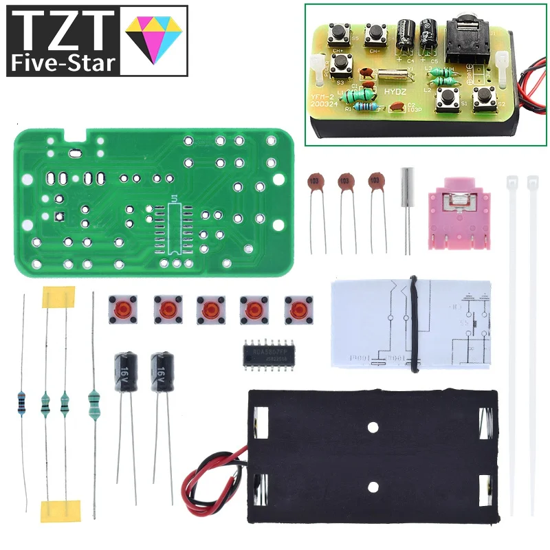 76-108MHz FM Stereo Radio DIY Kit Wireless FM Receiver Module Frequency Modulation Electronics Soldering Practice Project