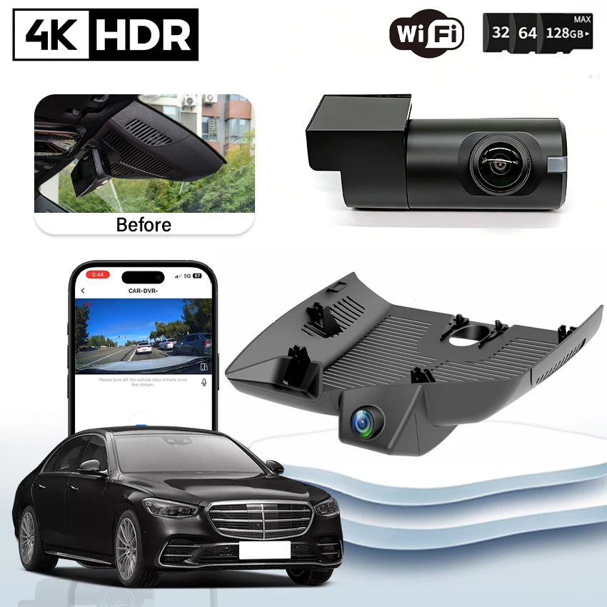For Mercedes-Benz Maybach S Class S480 S680 S580 2021-2023 UHD 4K 2160P WIFI Camera Night Vision DashCam Car Dvr Video Recorder