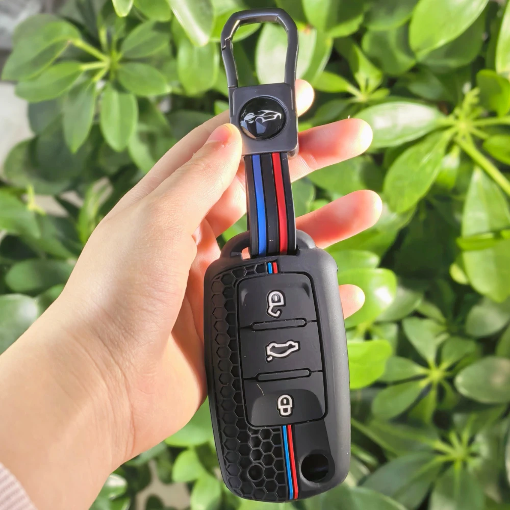 1 Stück Silikon-Autoschlüsselhülle für Skoda Yeti, Superb, Rapid, Octavia, SEAT Leon, Ibiza, VOLKSWAGEN Golf, Jetta, POLO