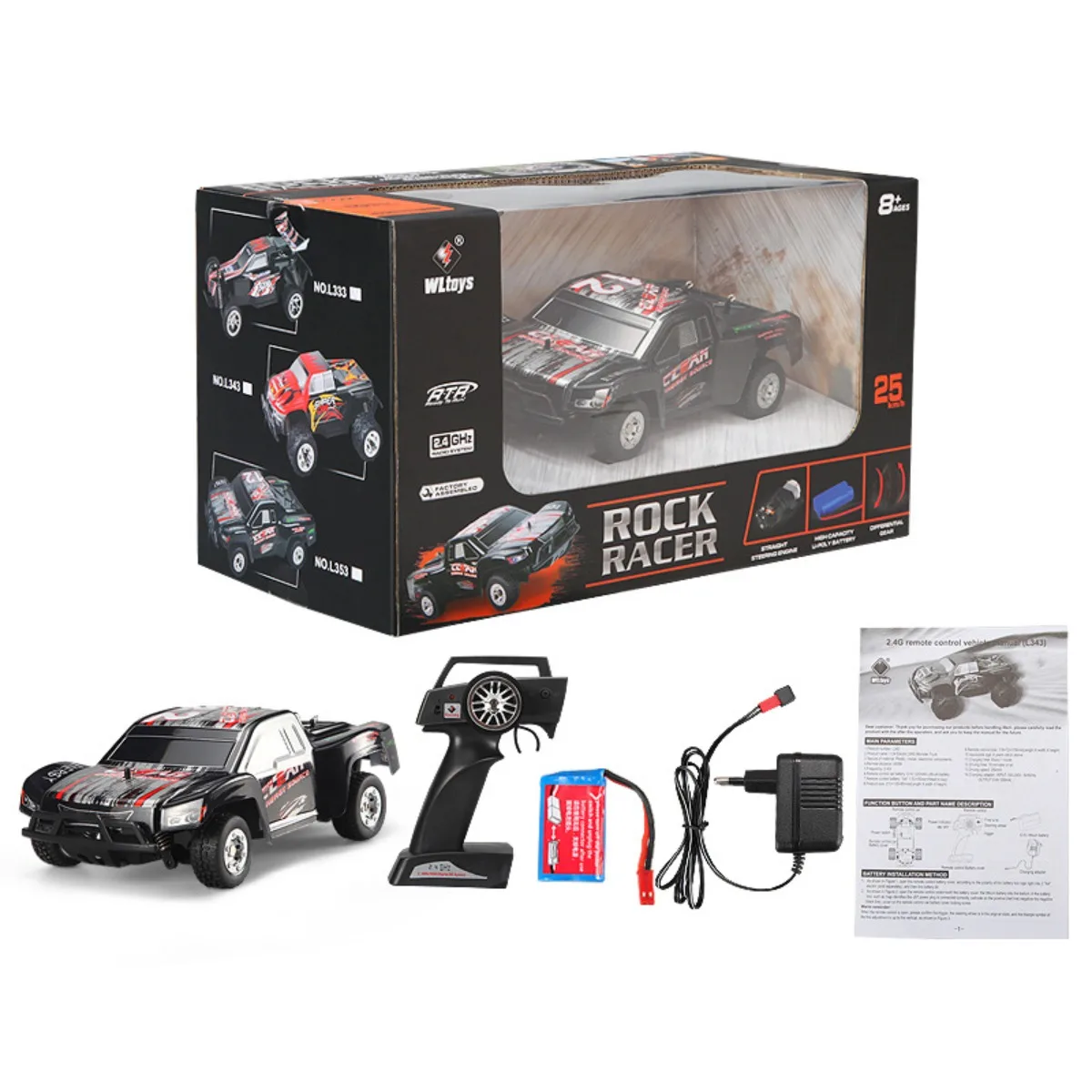 1:24 Scale Electric RC Short Truck Two-Wheel Drive Desert Off-Road High-Speed Toy Car for All Ages