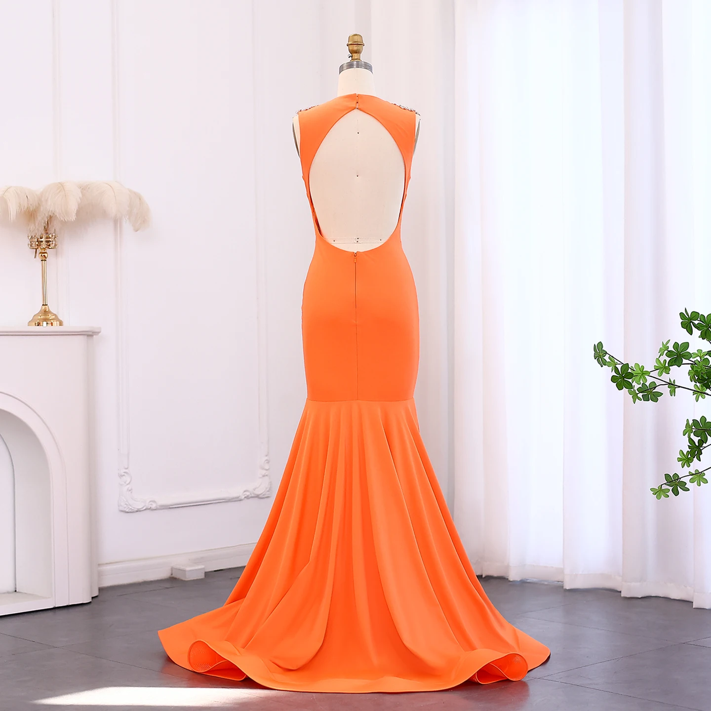 Sharon Said-vestidos de graduación de sirena con cristales de satén naranja brillante, vestidos largos de fiesta de graduación para niñas negras, personalizados SH002