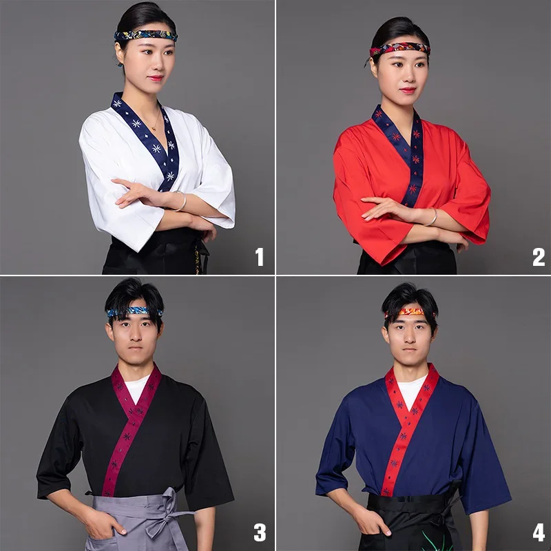 Uniformes de Chef de Style japonais, Kimono Teppanyaki Sushi Cuisine Restaurant Service alimentaire vêtements de travail manteau de Chef vestes vêtements de cuisinier