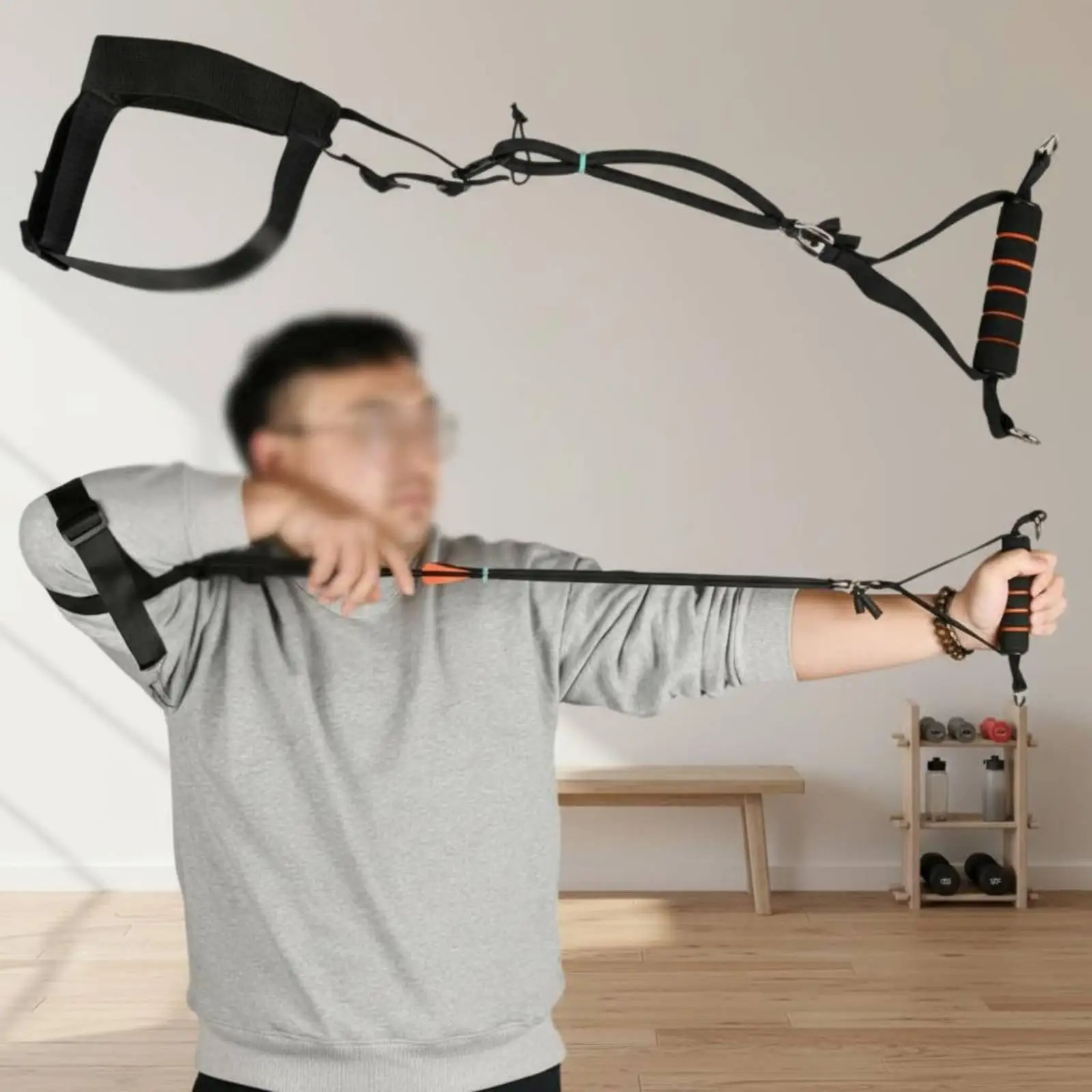 Adjustable Pull Weight Training Exerciser for Archery Practice with Portable Design for Travel Use