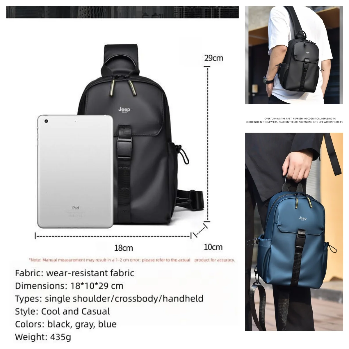 JEEP BULUO Brand New High Quality Men Chest Sling Bags Crossbody Shoulder Bag Travel Pack Male Fashion Hot
