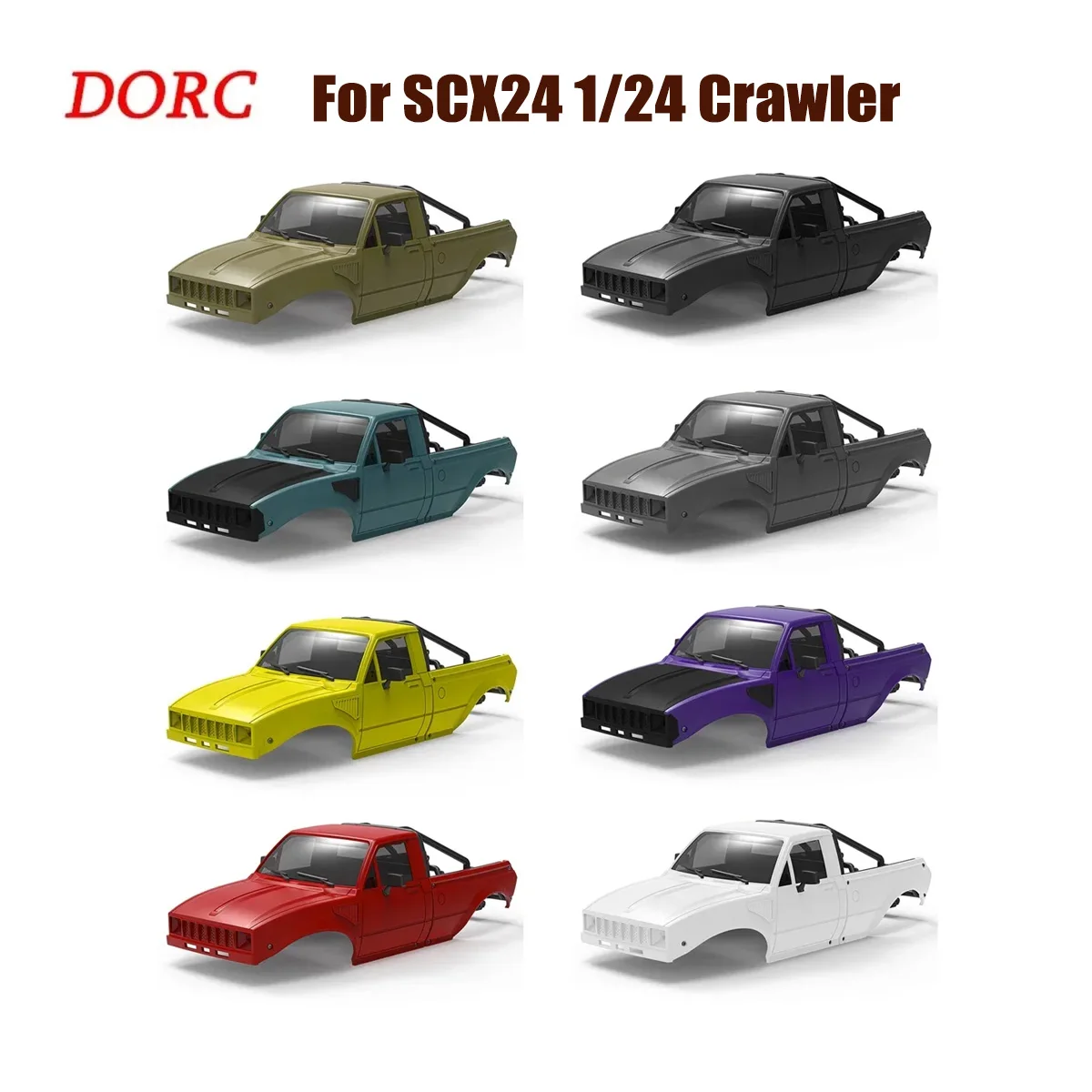Hard Body Shell 133mm for SCX24 1/24 – Pickup Fit C10 Bronco Wrangler Base Camp 4Runner Crawler Parts