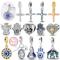 Charms Bead Original 925 Sterling Silver Cross Heart Rotating Devil Eye Jesus Angel Pendant Fit Bracelet Woman DIY Jewelry Gift