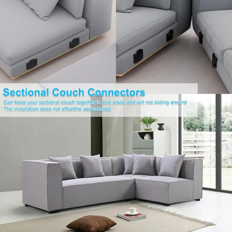 4/8 Pcs Universal Sectional Sofa Interlocking,Heavy Duty Sectional Couch Connectors,Sofa Connector Bracket Hardware,Frame Hook