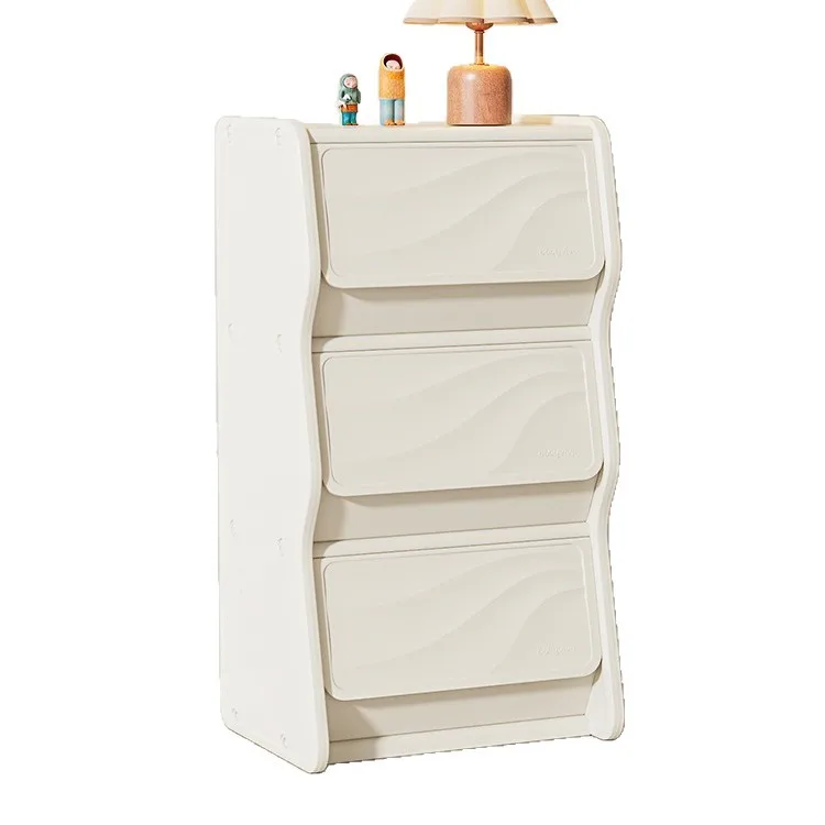 Babyviva Kids Dresser, 4-Drawer Storage Cabinet, Toy Organizer, Multi-Layer Shelving Unit, Baby Drawer Chest, Nursery Furniture