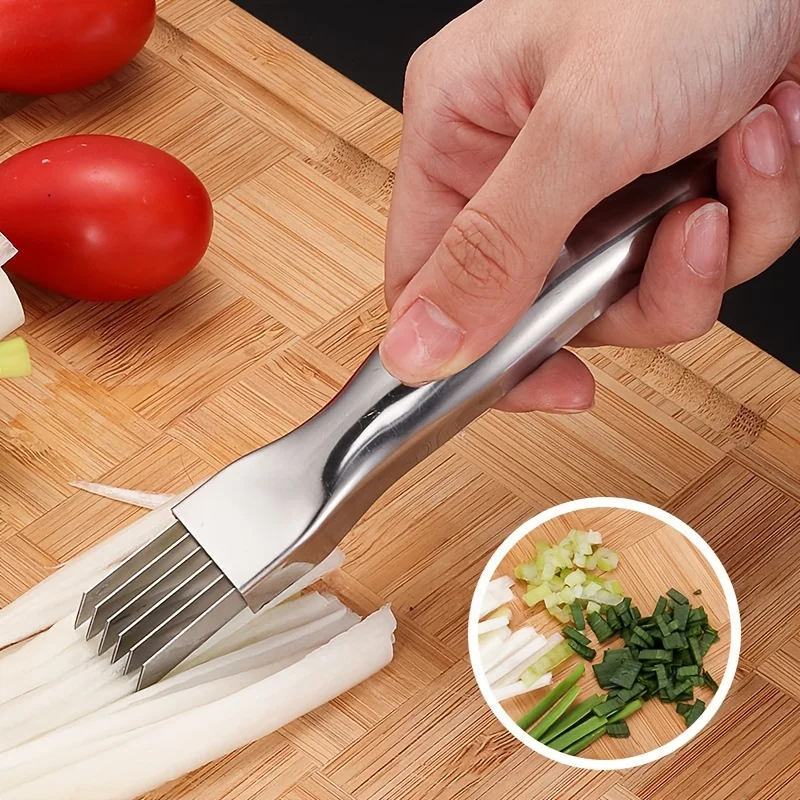 Stainless Steel Chopped Green Onion Knife, Kitchen Tool Slice Cutlery Vegetable Cutter Sharp Scallion Cutter Shred Knife
