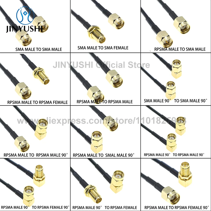 

2 шт. RG174 SMA штекерная перемычка-удлинитель коаксиальный RPSMA к SMA гнездовой кабель коаксиальный косичка 90 градусов RF разъем антенны преобразователь