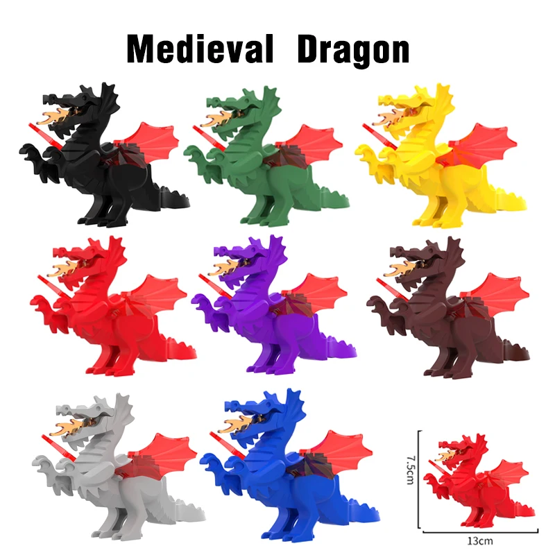 MOC Creative Medieval Dragon Knights Model action Figures Building Blocks Bricks Collection Brinquedos Toys For Children gifts