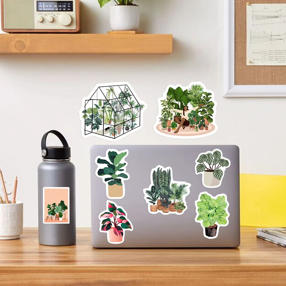 Potted plant Nature Stickers Green Leaves plants Botany Waterproof Scrapbooking Material Notebooks Laptop Luggage Guitar Toy PVC