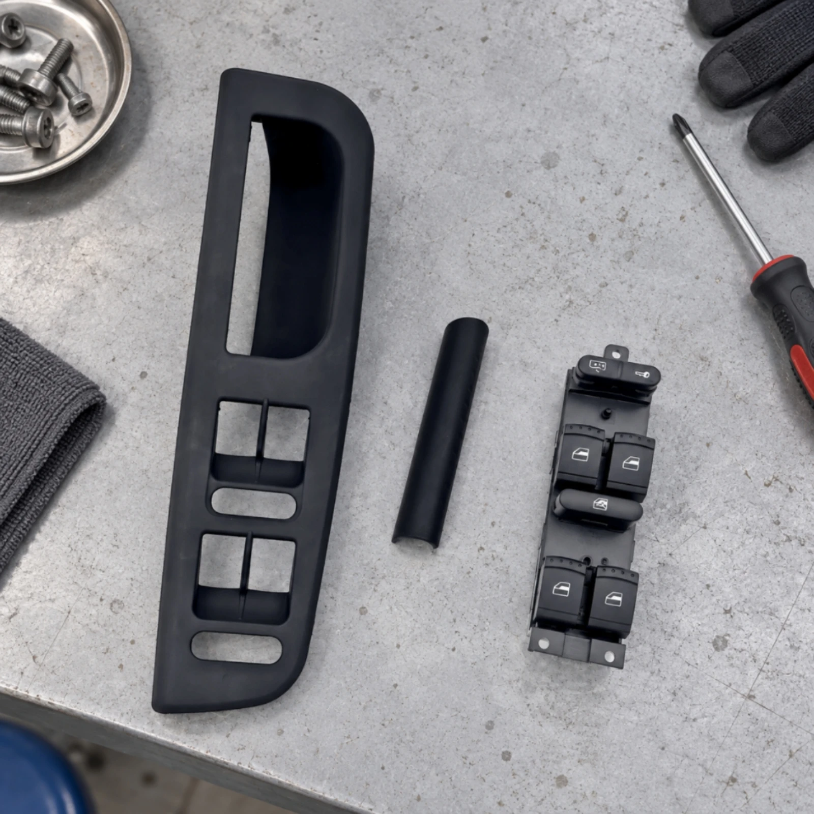 Car Interior Part Sturdy Door Handle Assembly with Grab Handle Master Window Switch Panel Bolt-on for Car Owners