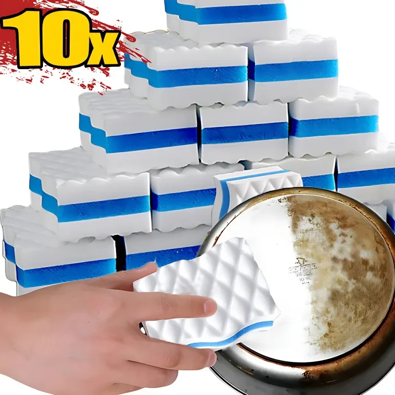Éponge Magique à Double Compression en Mélamine, Trois Couches, Haute Densité, pour la Maison et la Cuisine, pour Livres d\'Nik, 1/10 Pièces