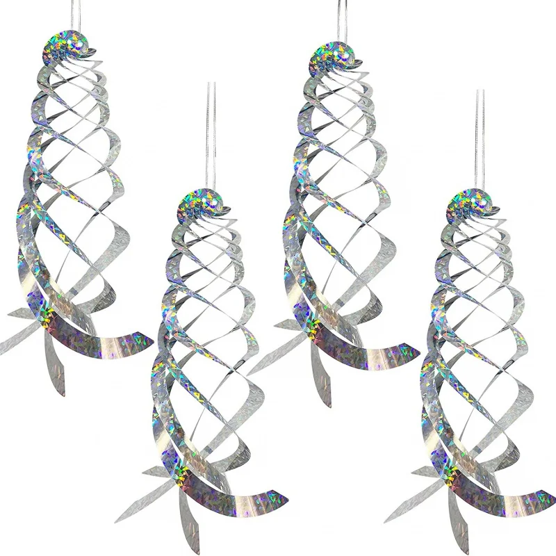 15.8in Hanging Reflective Bird Deterrent Device -6pcs Bird Repellent Spiral Reflectors - Drive Woodpeckers Pigeons Geese Away Fr