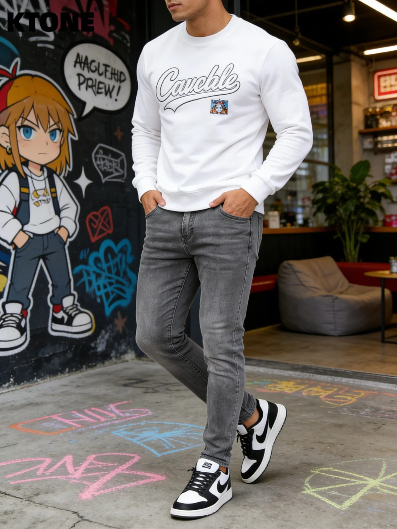 

Chic Gray Slim Jeans For Man Y2K Original Drip Fashion Daily Casual Denim No accessories or belts included