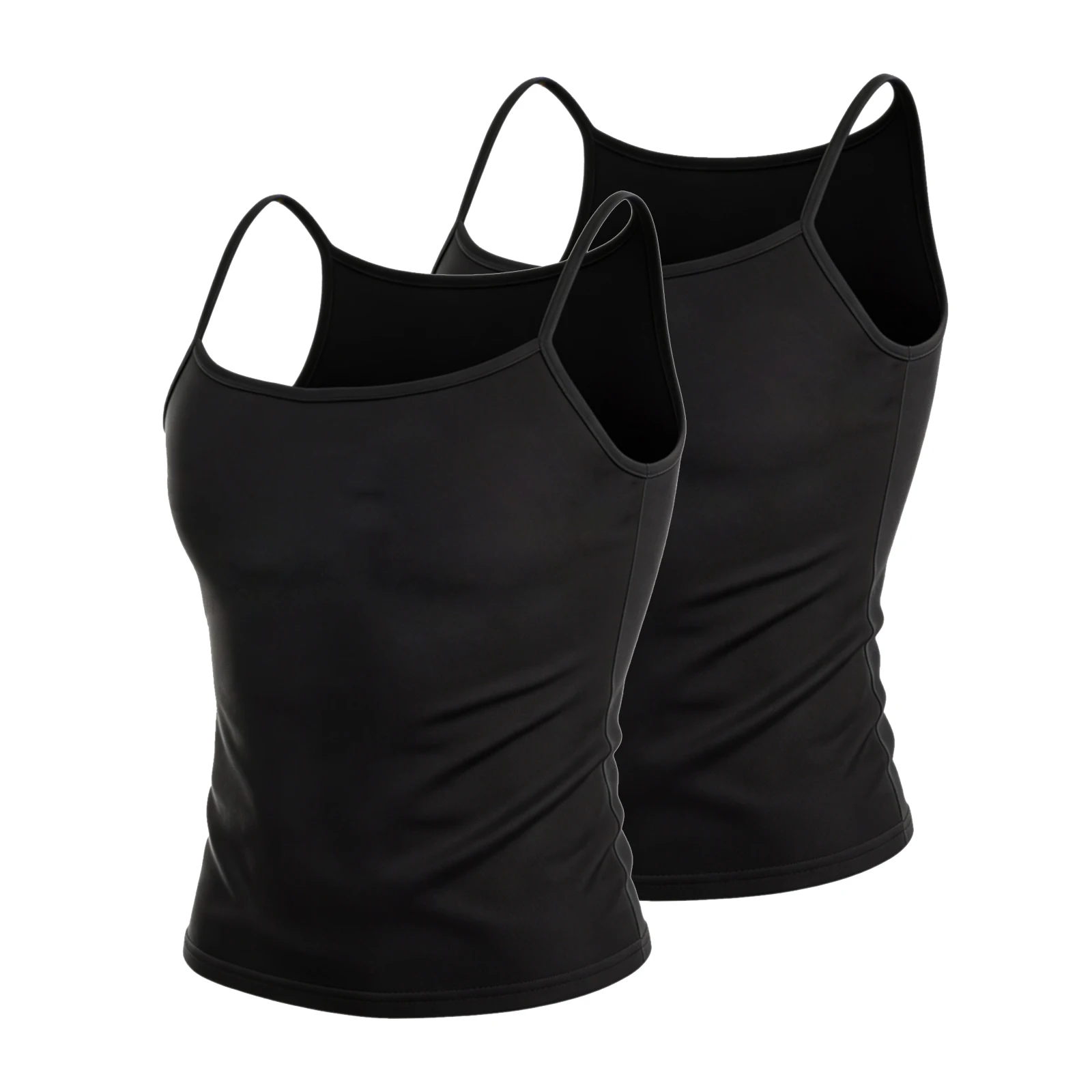 2 Pack Men Thin Slips Vest Spaghetti Strap Soft Stretch Sleeveless Shirt Tank Tops Undershirt Casual Slim Fit Body Fitness