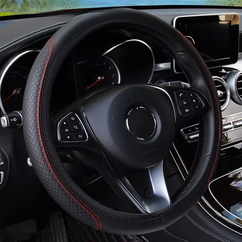 Car Anti-Slip Steering Wheel Protective Cover 37-38cm Car Accessories For Peugeot 208 3008 308 2008 207 107 508 607 106 406 407