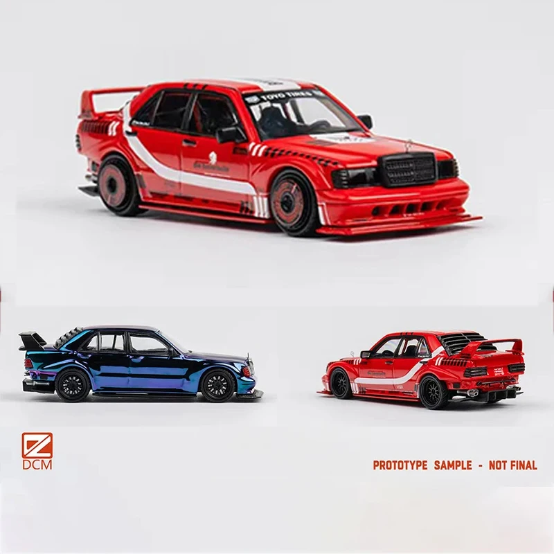 

DCM In Stock 1:64 190E EVO II Modified Red Electroplated Diecast Diorama Car Model Collection Miniature Toys