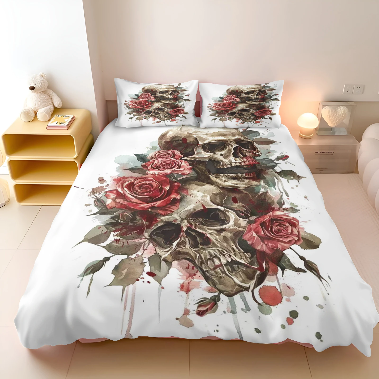 Cute Skull Cover Quilt Cartoon Home Breathable Children's Bedding Custom Made Set Kingreathable Bedding