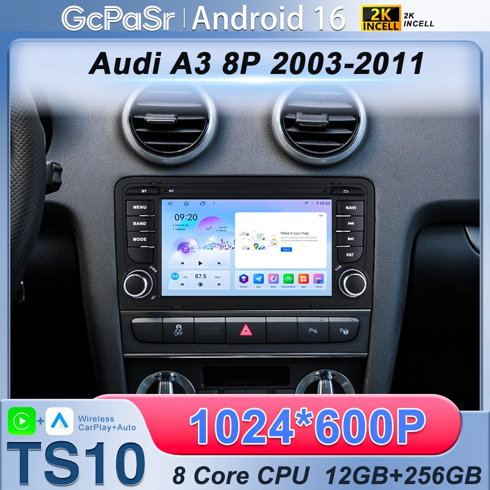 

Автомобильный радиоприемник для Audi A3 8P 2003-2011 S3 RS3 Sportback Мультимедийный GPS Авторадиоплеер Беспроводной Carplay Android Авто головное устройство 2din