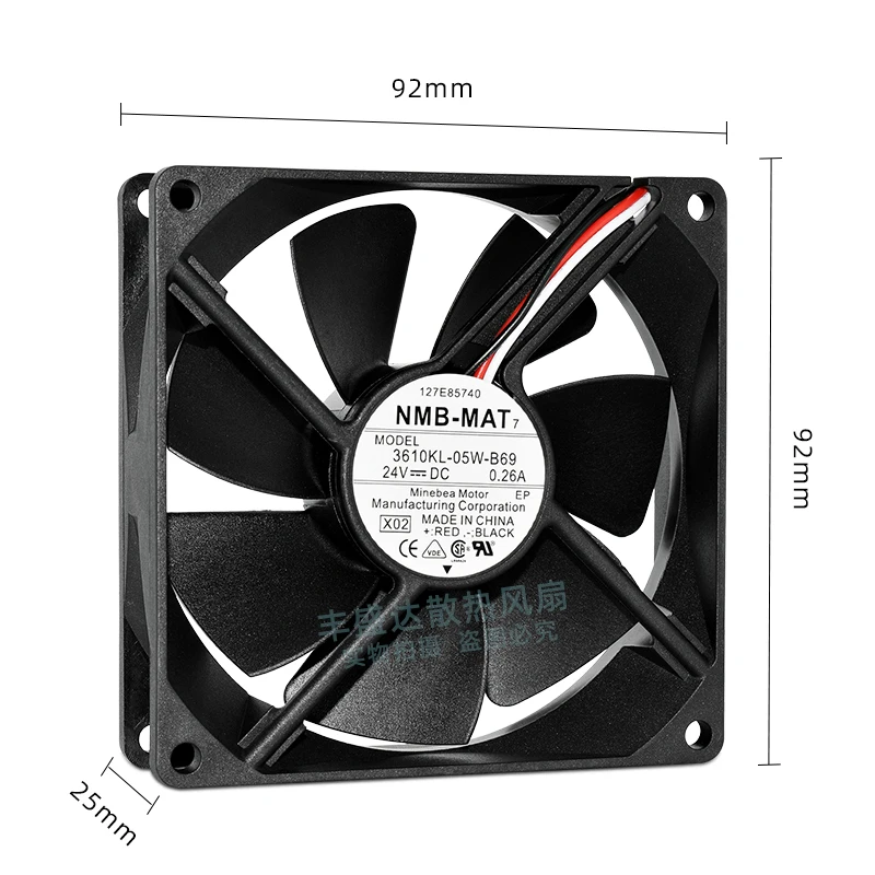 

NMB 3610KL-05W-B69 DC 24 В 0,26 А 90x90x25 мм 3-проводной охлаждающий вентилятор для сервера