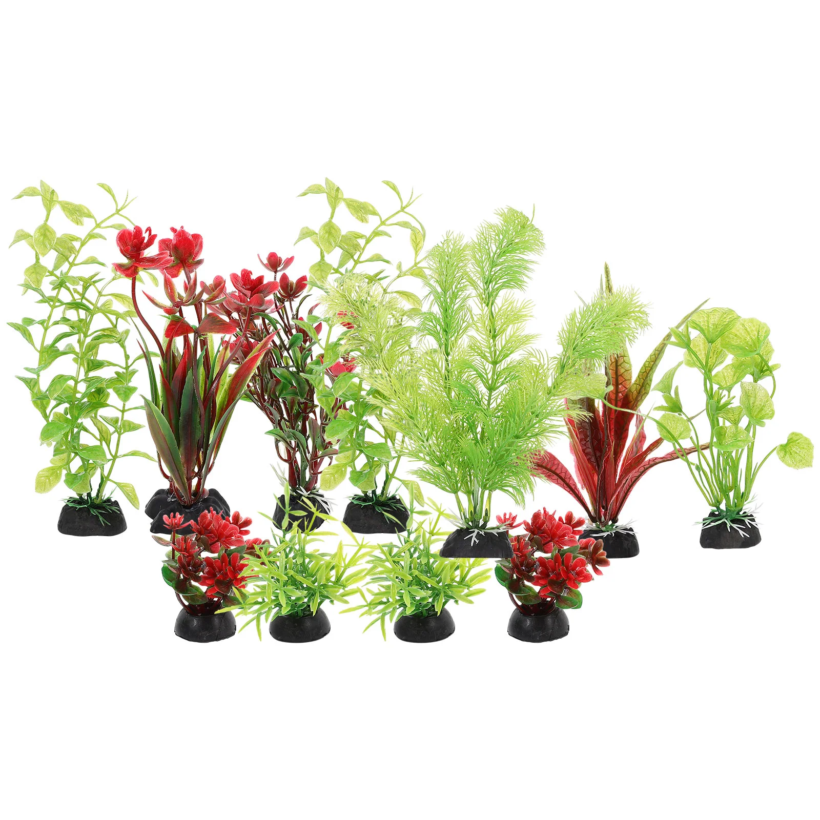 11 Pcs Aquarium Aquatic Plants Decoration Fish Tank Artificial Plastic Realistic Set Water Decorations Ldpe Pvc Fake For