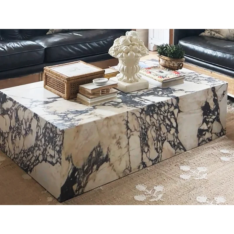 Stone Furniture Coffee Table Low Marble Living Room Luxury Natural Marble Plinth Coffee Table