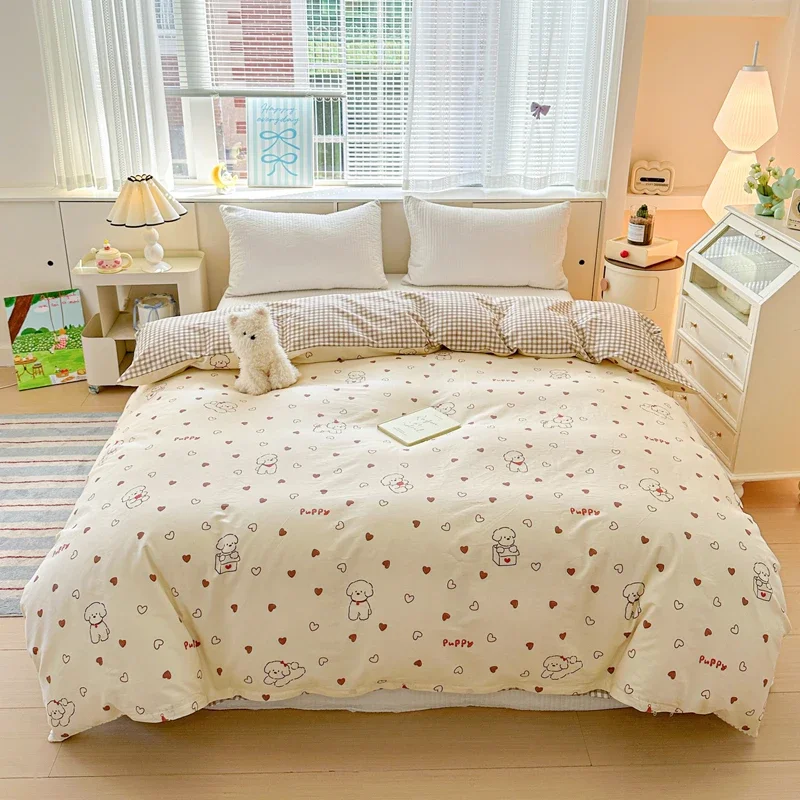 High Quality 100% Cotton Duvet Cover Korean Heart Puppy Dog Quilt Covers Soft Skin-friendly Breathable All Cottons Blanket Case