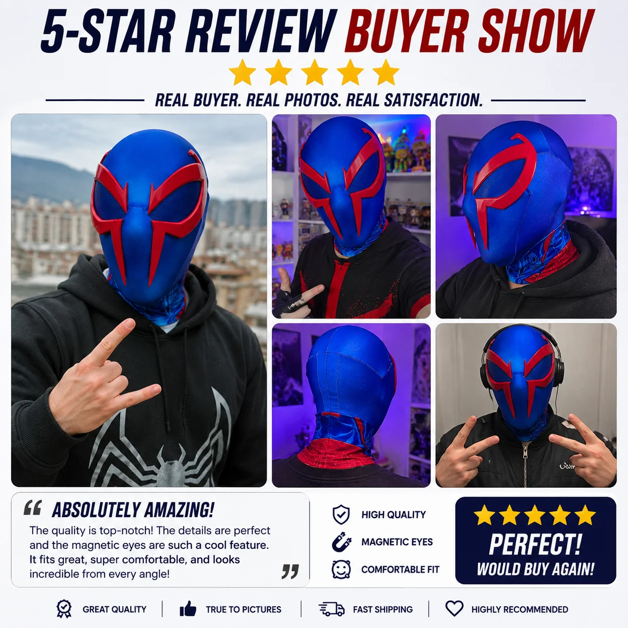 マーベル 2099 スパイダーマン マスク 磁気式目2組付き（通常の目と