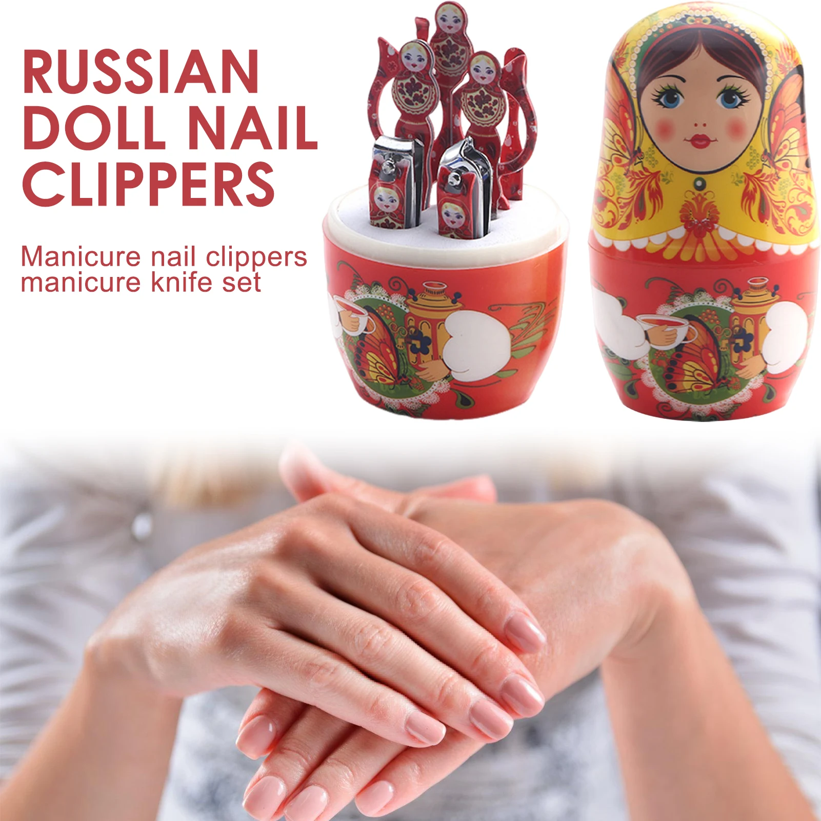 Creative Nail Clipper Set Russian Nesting Doll Style Nail Clipper Kit Manicure Nail Polishing Shaping Trimming Tools Nail Tools