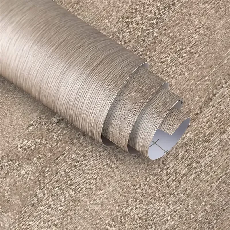 PVC Wood Grain Eco-Friendly Wardrobe Cabinet Table Furniture Renovation Wallpaper Self Adhesive Waterproof Apartment Kitchen