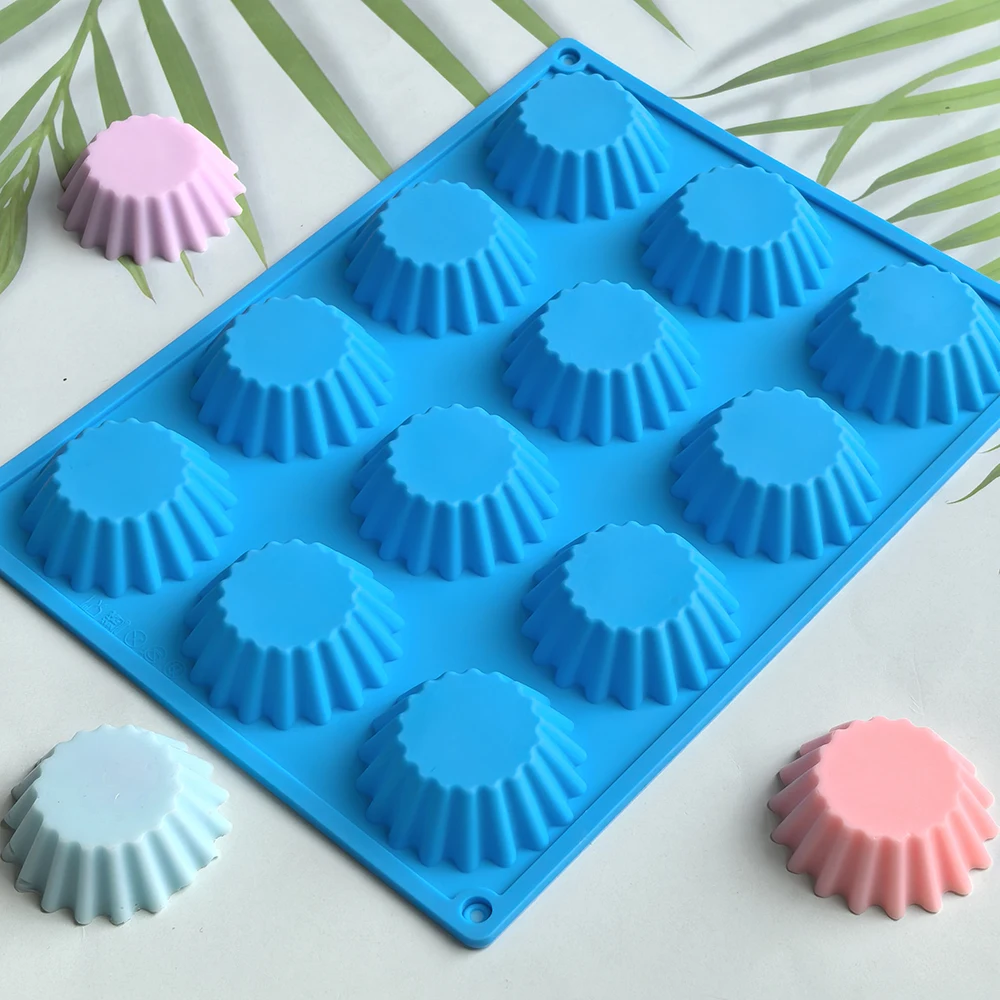 1 pc 12 cavity circular Maffei cup egg tart chocolate biscuit mold for candy, silicone baking mold suitable for mini cake, jelly