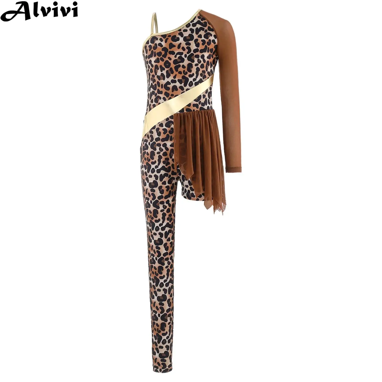 

Детский костюм Cavegirl для девочек на одно плечо, гимнастический танцевальный купальник, тематическая вечеринка на Хэллоуин, одежда для косплея в примитивном племени