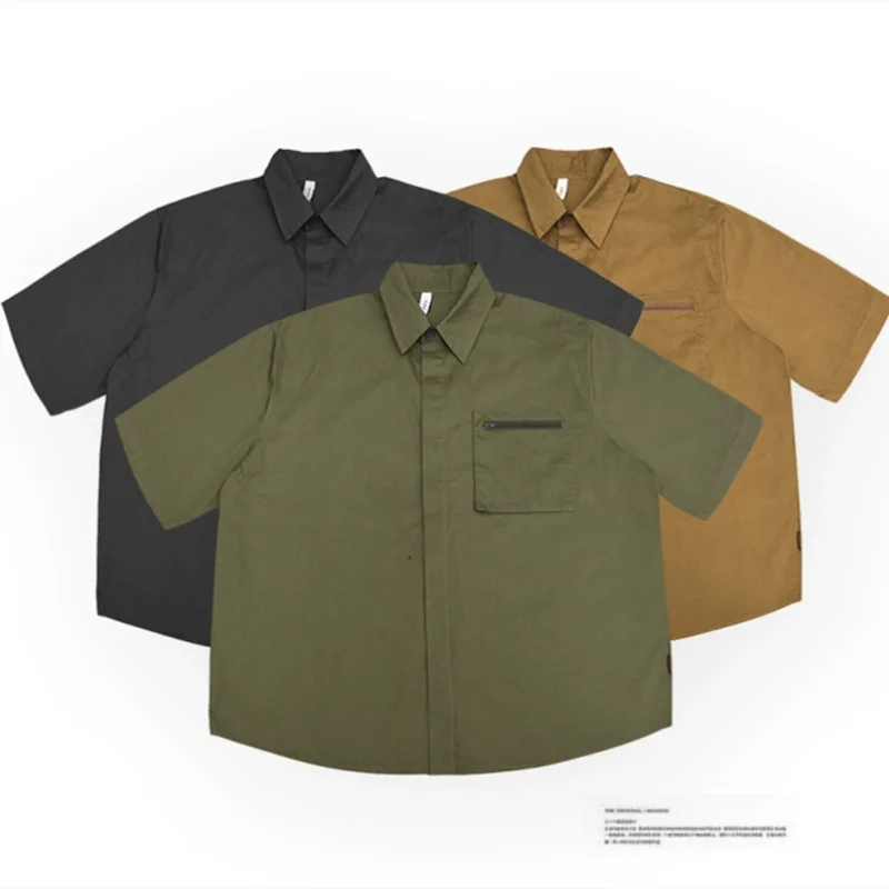 

Retro Japanese Work Dress Short Sleeve Shirt Men's Summer Halfs-sleeve Outdoor Trekking Travel Climbing Camp Sports Jersey