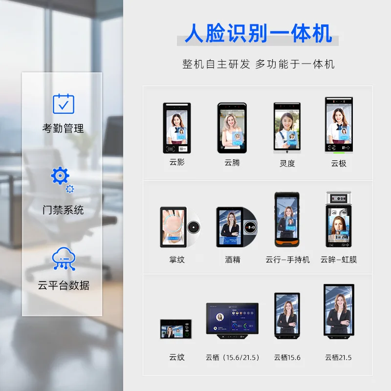 Facial recognition attendance access control system integrated machine iris fingerprint certificate verification QR code