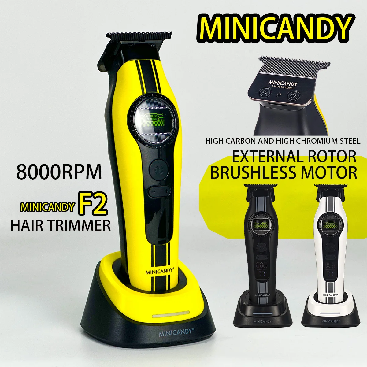 MINICANDY F2 المهنية الرجال الشعر المتقلب 8000 دورة في الدقيقة الخارجية الدوار فرش السيارات الحلاق DLC شفرة مقص الشعر صالون الاستخدام