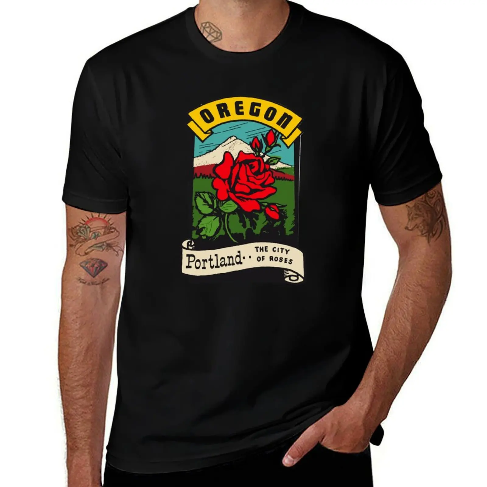 Vintage Portland Decal T-Shirt Sweat Absorbing Sports Tee Shirt T-Shirt