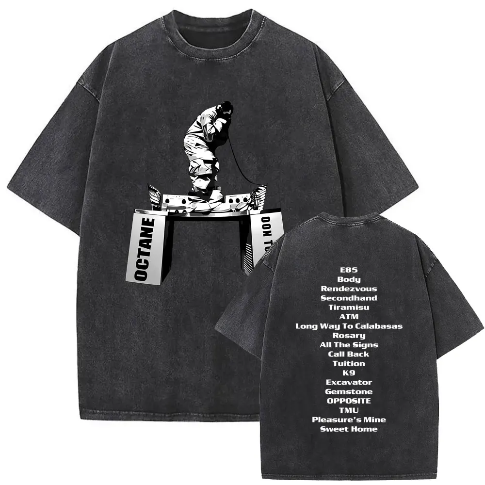 Washed Vintage Rapper Don Toliver Octane Album Cover Merch T-shirts Men Women Hip Hop Fashion Oversized T Shirts Male Streetwear