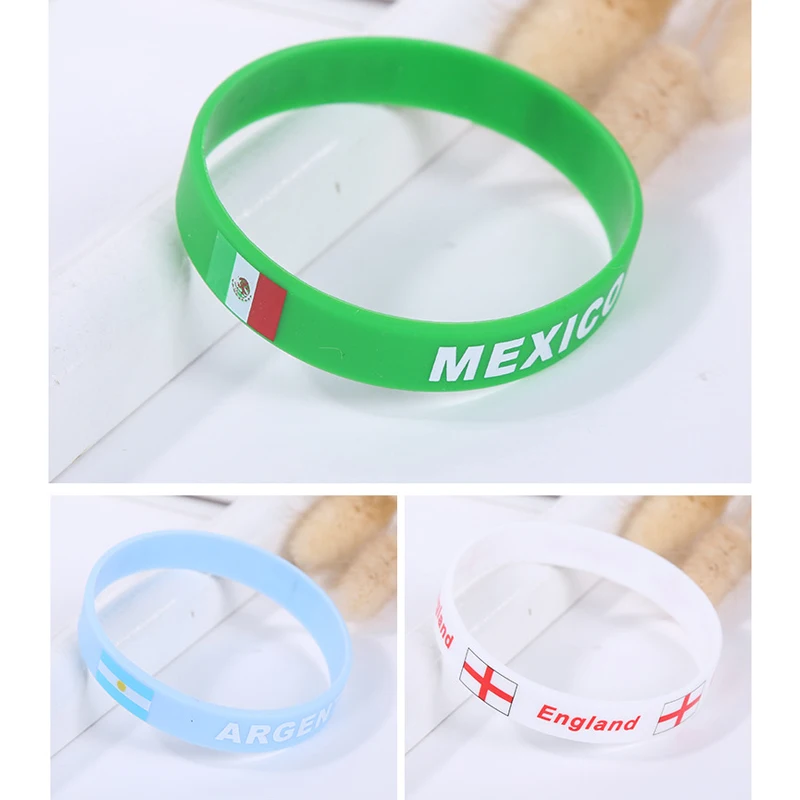 2PCS National Flags Printing Sports Silicone Bracelet Men Women Wristbands Rubber Band Germany Brazil France Fashion Accessories