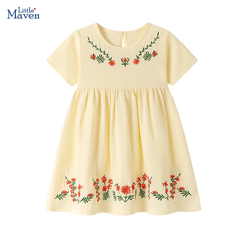 Little Maven Mädchenkleidung Kinder Baby 2026 Neue Cartoon-Blumen Prinzessin Kinderkleidung Sommer Geburtstagskleider 2-7 Jahre