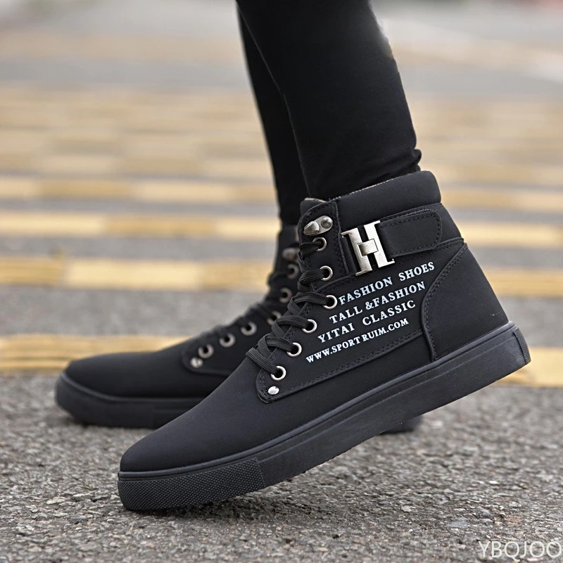 봄 신상 유행 다용도 남성 신발 캐주얼 편안한 하이탑 보드화 레트로 캐주얼 끈 운동화 남성 플랫 슈즈