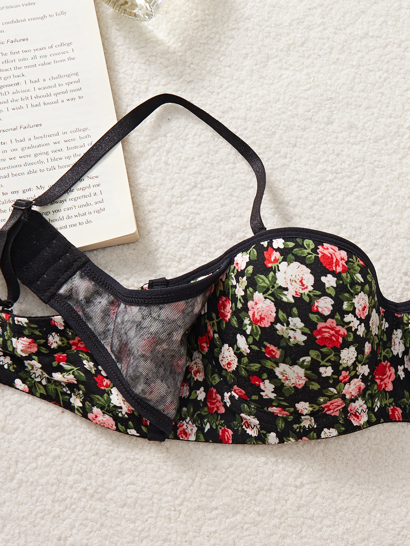 Confezione da 3 reggiseni da donna per tutti i giorni con chiusura frontale, ferretto, push-up, decorazione floreale, specifico per buste piccole, adatto per taglie XS