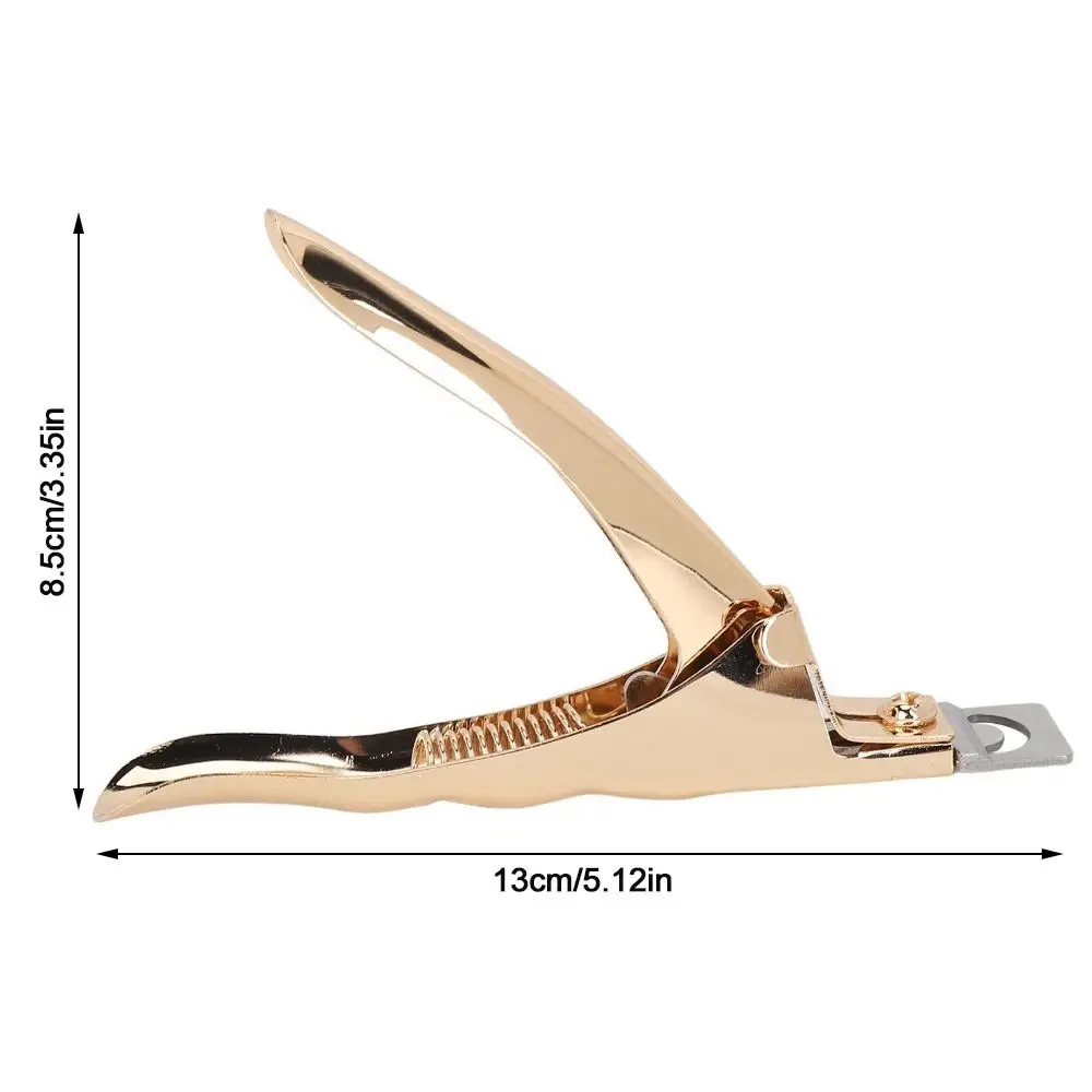 Stainless Steel Nail Tip Cutter Gold Color Straight Edge Fake Nail Trimmer Professional Clippers U Shape Design view 6